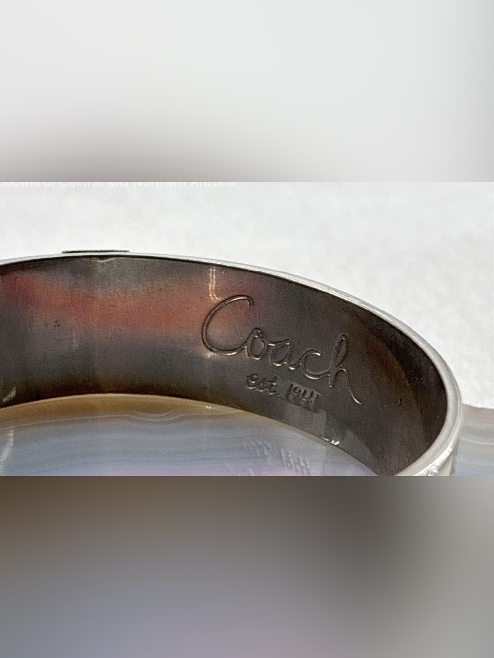 Coach Silver Enamel Bangle with Multicolor Signature Pattern - Picture 4 of 5